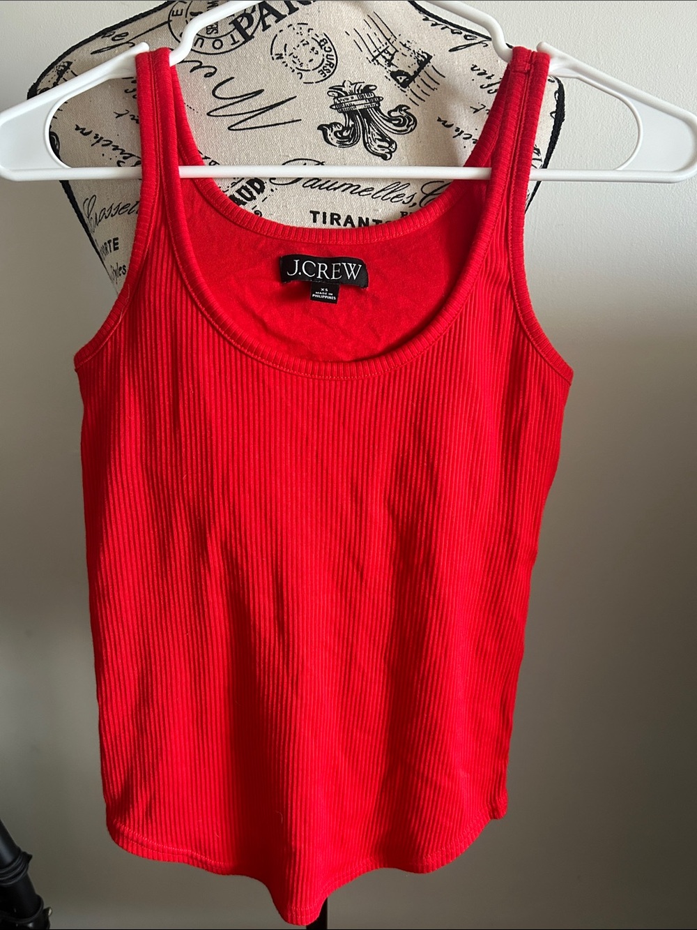 J.Crew Bright Red Ribbed Scoop Tank